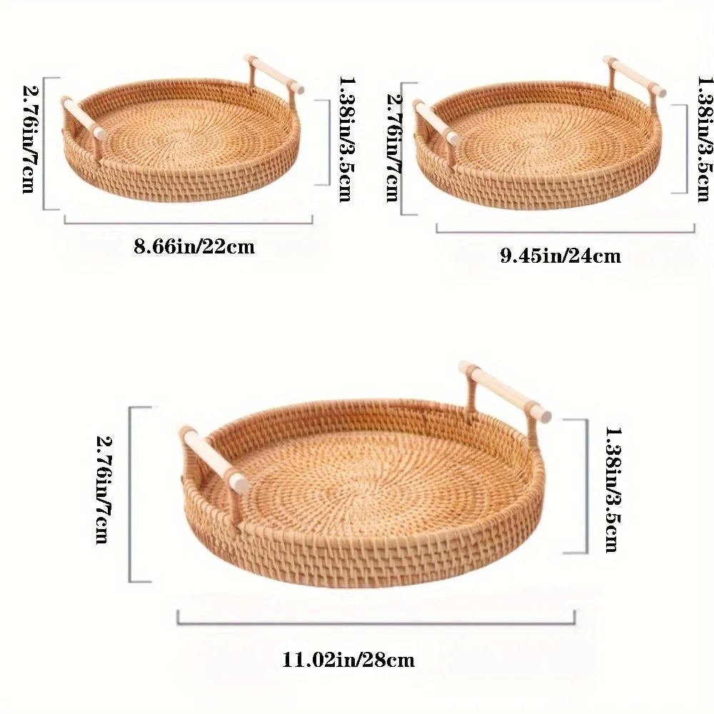 Charming Woven Wood Basket Organizing Tray