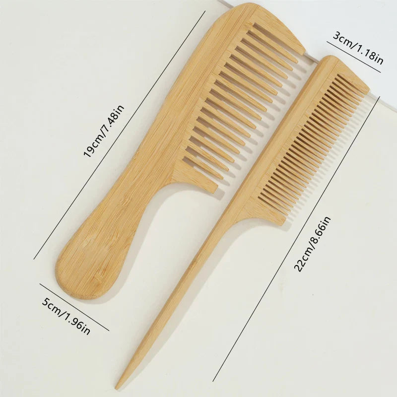 Bamboo Wood Hair Comb Set