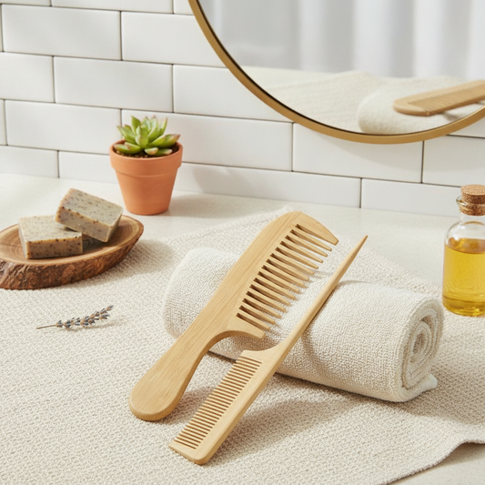 Bamboo Wood Hair Comb Set