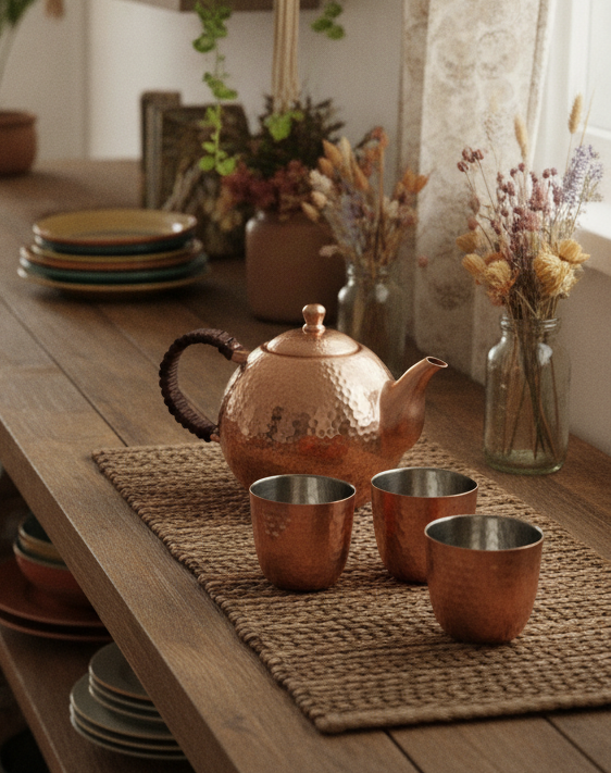 Elegant Copper Tea Kettle